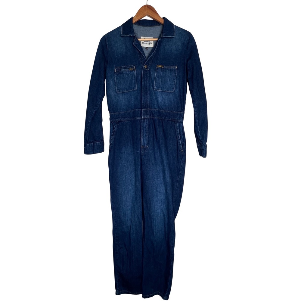 Lee Union-Alls Denim Jumpsuit Dark Wash Long Sleeve Cotton Boilersuit Small